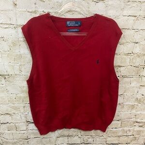 Polo Ralph Lauren Red Pima Cotton V Neck Sweater Vest